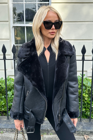 Long black aviator on sale jacket