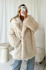 Mid length faux fur coat online