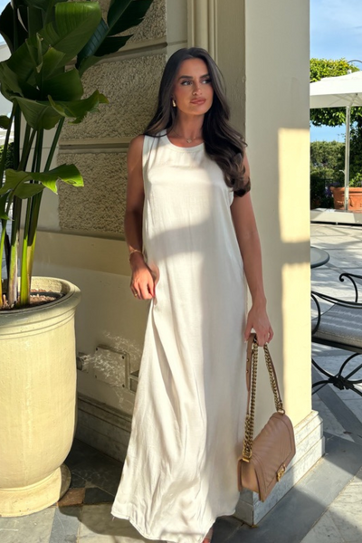 Jemma cream satin loose fit maxi dress – Glamify Famous For Loungewear