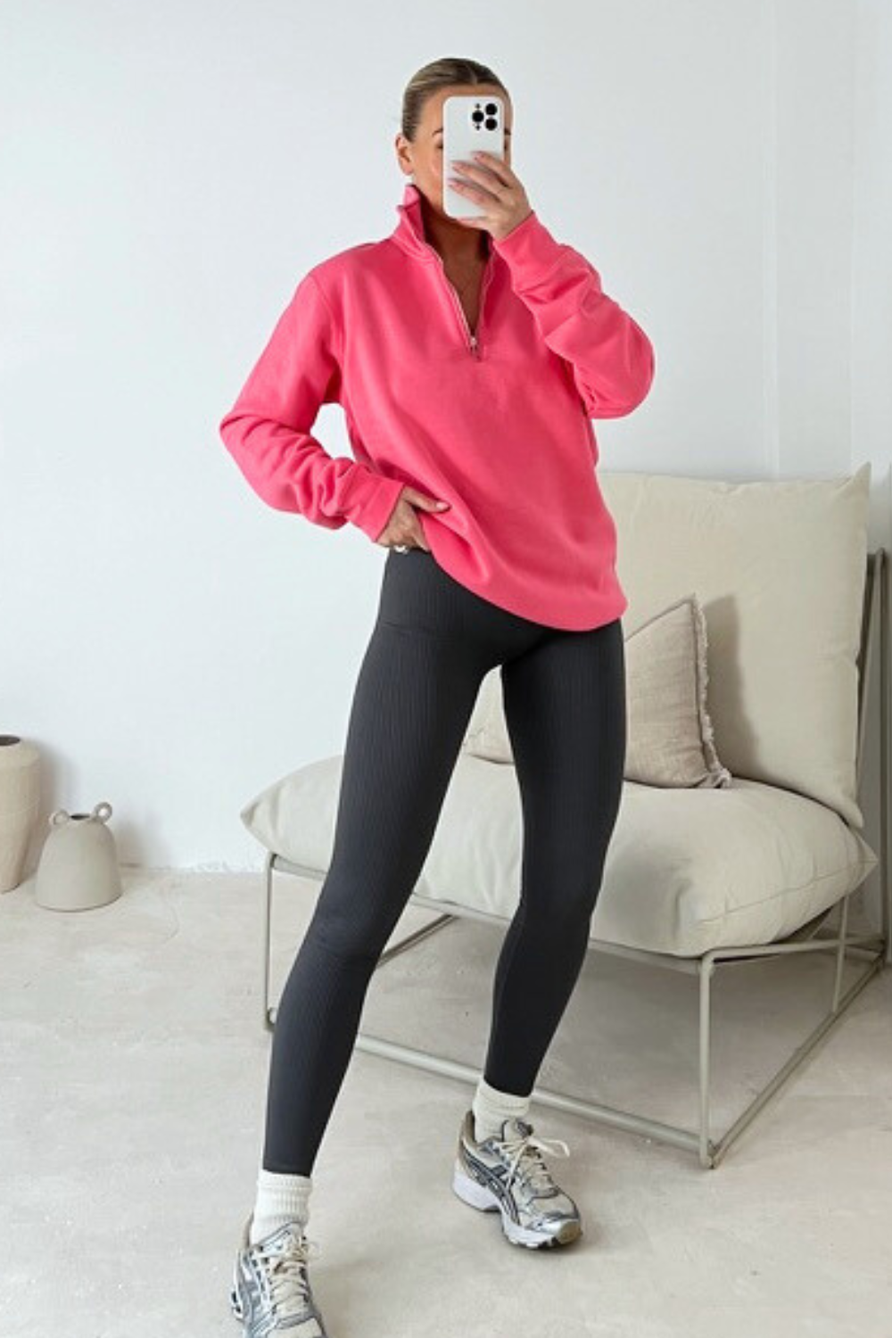 Taylor neon pink zip neck ribbed activewear set – Glamify Famous For  Loungewear