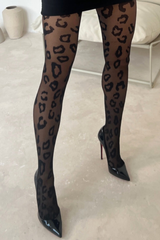 Kirsty black sheer leopard print tights – Glamify Famous For Loungewear
