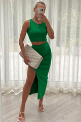 Green skirt co ord best sale